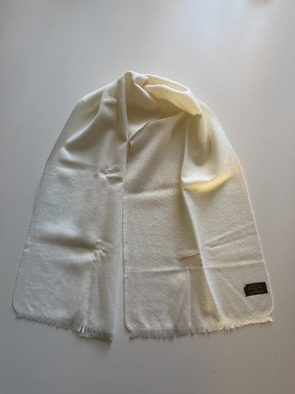 Vintage Australian 100% Wool Men's Scarf White 12” wide x 44” long